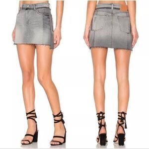 FRAME Denim Women's Nouveau Le Mix Mini Skirt Raw Hem Grey Ash 27